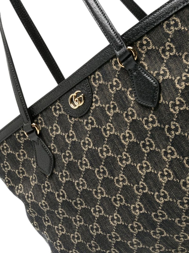 Black Ophidia Medium Gg Supreme Denim Tote Bag
