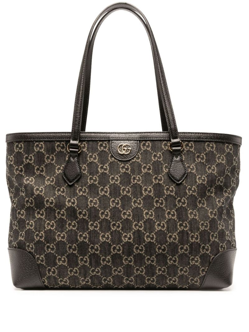 Black Ophidia Medium Gg Supreme Denim Tote Bag