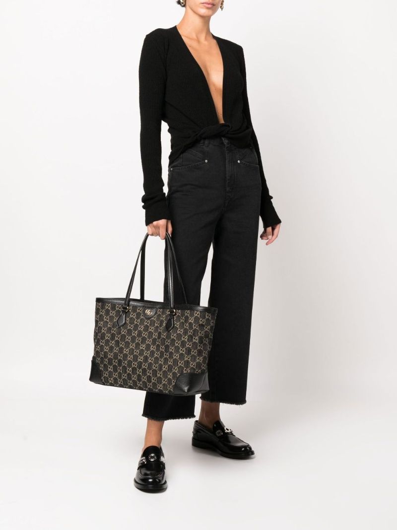Black Ophidia Medium Gg Supreme Denim Tote Bag