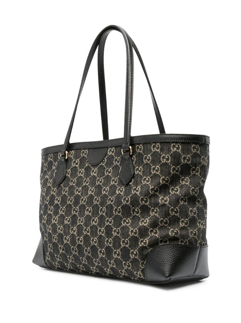 Black Ophidia Medium Gg Supreme Denim Tote Bag