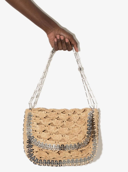 Neutral Large Raffia Shoulder Bag