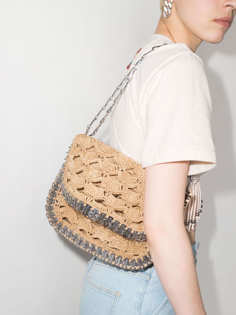 Neutral Large Raffia Shoulder Bag