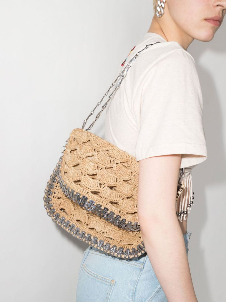 Neutral Large Raffia Shoulder Bag
