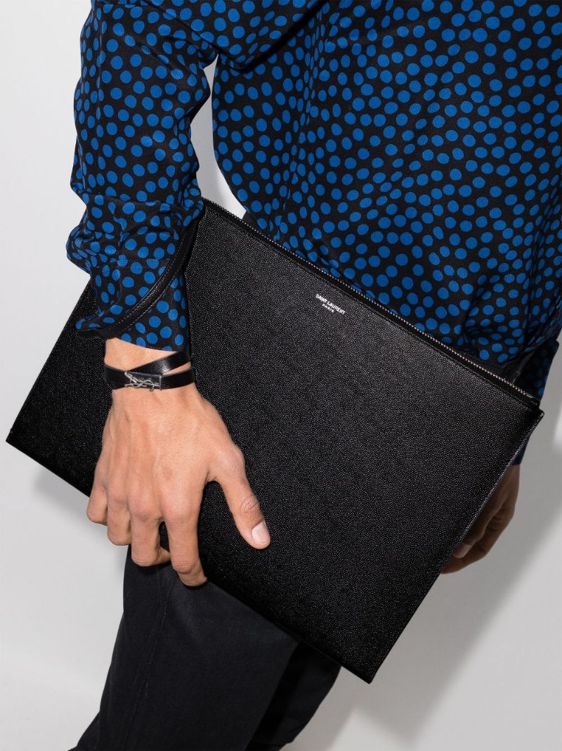Black Logo Leather Tablet Holder
