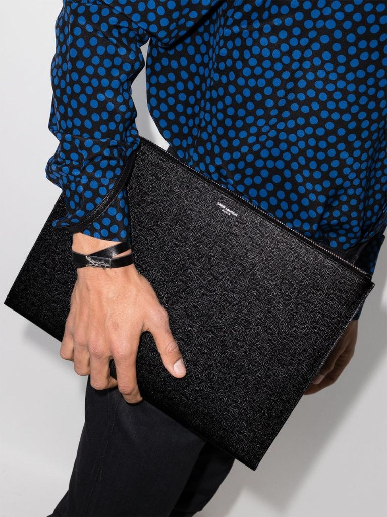 Black Logo Leather Tablet Holder