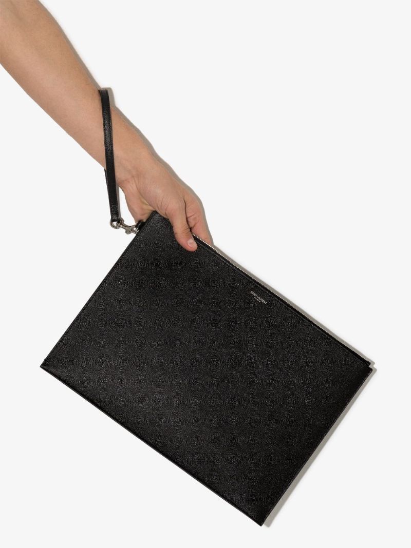 Black Logo Leather Tablet Holder