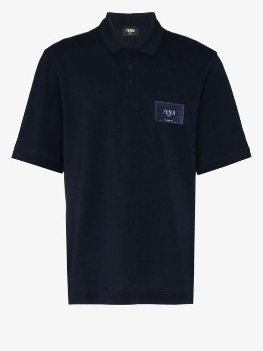 Navy Logo Cotton Polo Shirt