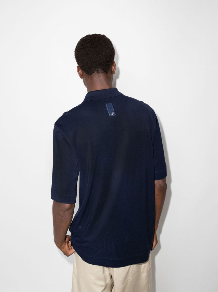 Navy Logo Cotton Polo Shirt