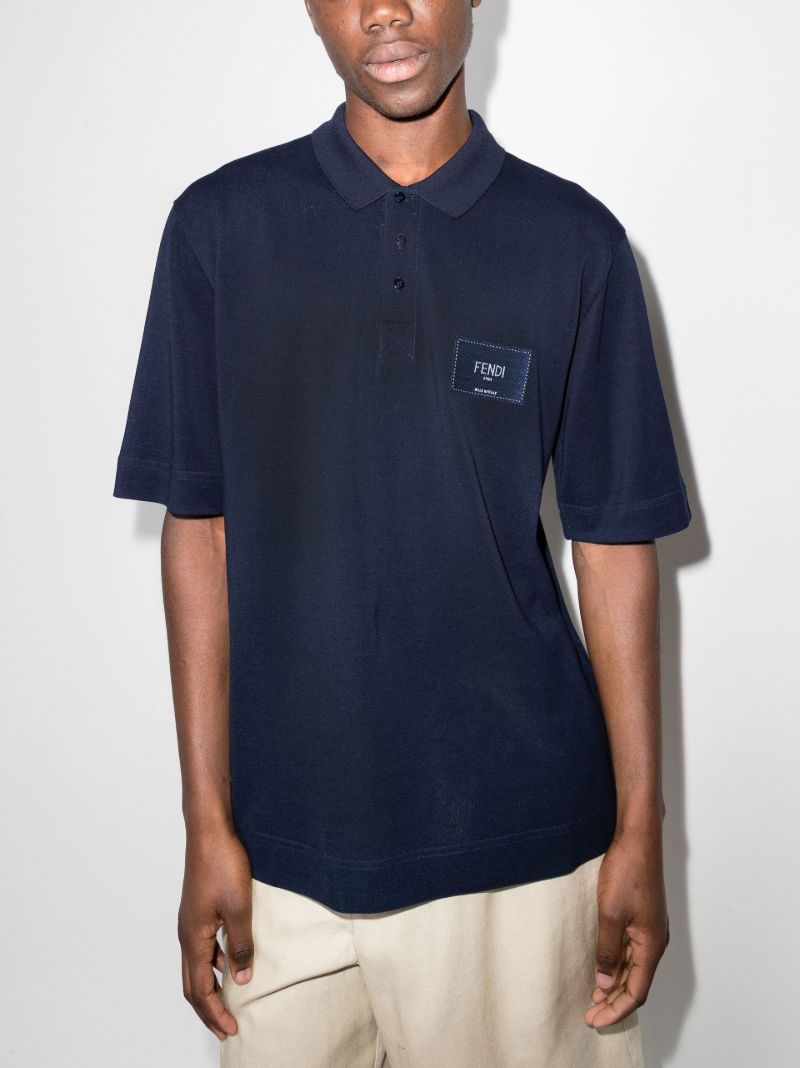 Navy Logo Cotton Polo Shirt