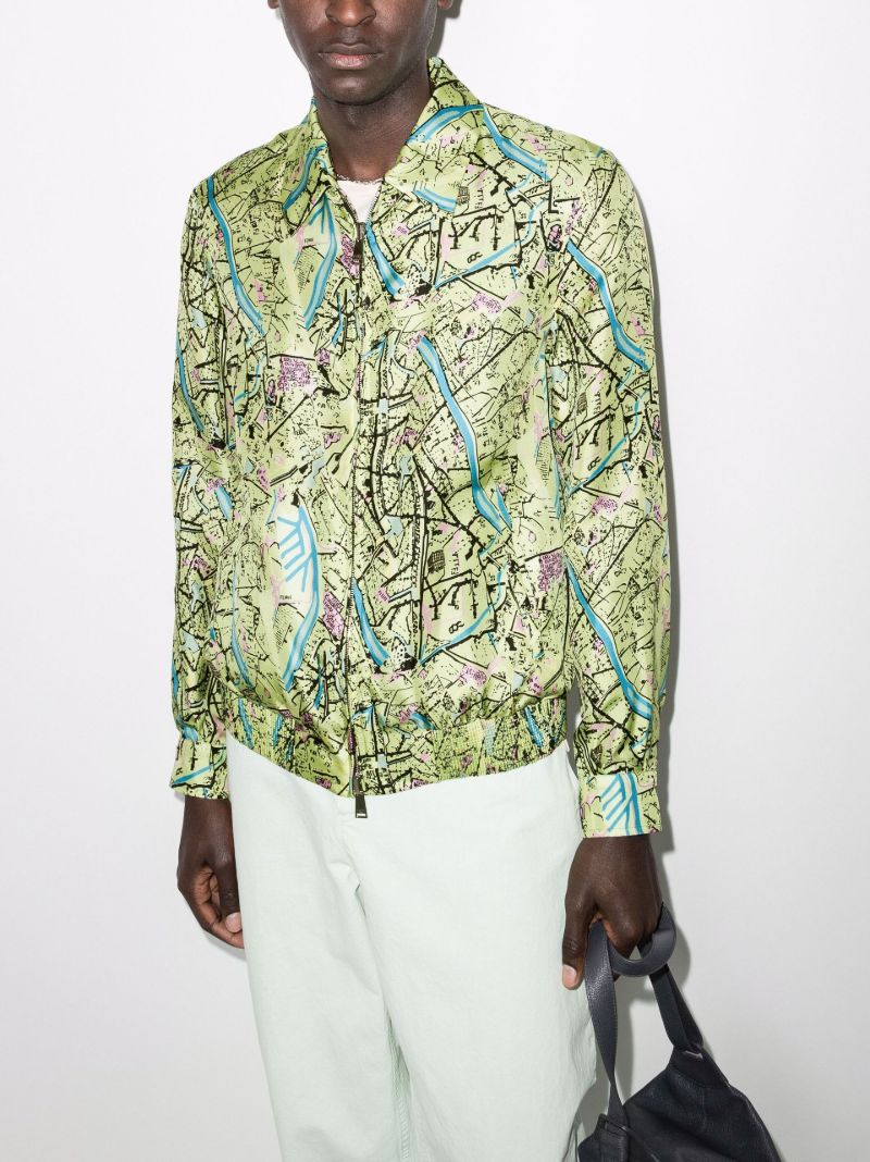 Reversible Map Print Silk Jacket