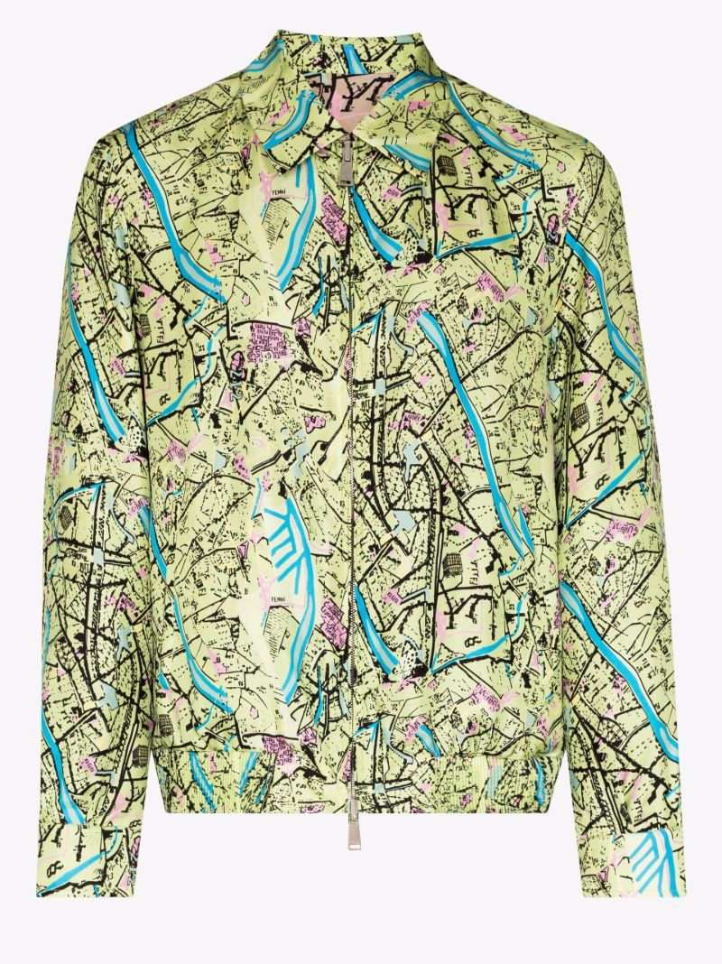 Reversible Map Print Silk Jacket