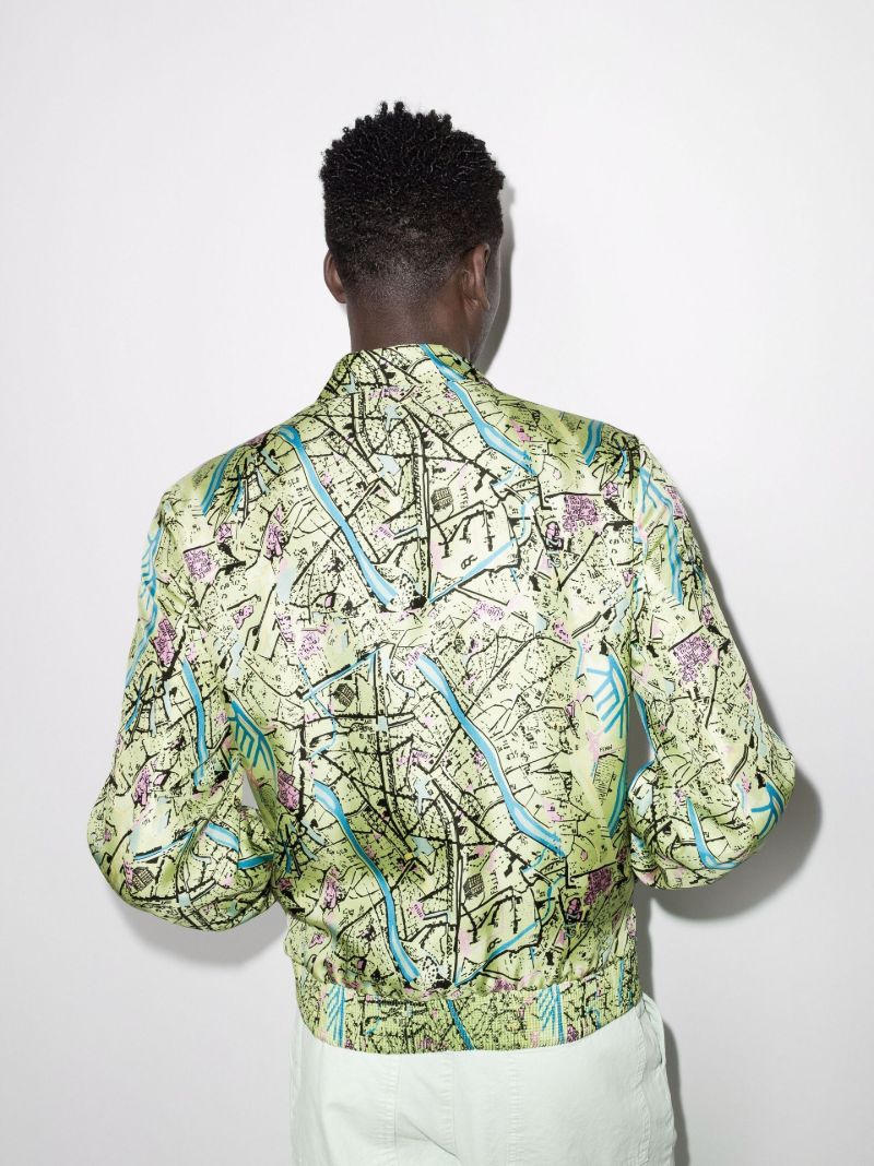 Reversible Map Print Silk Jacket