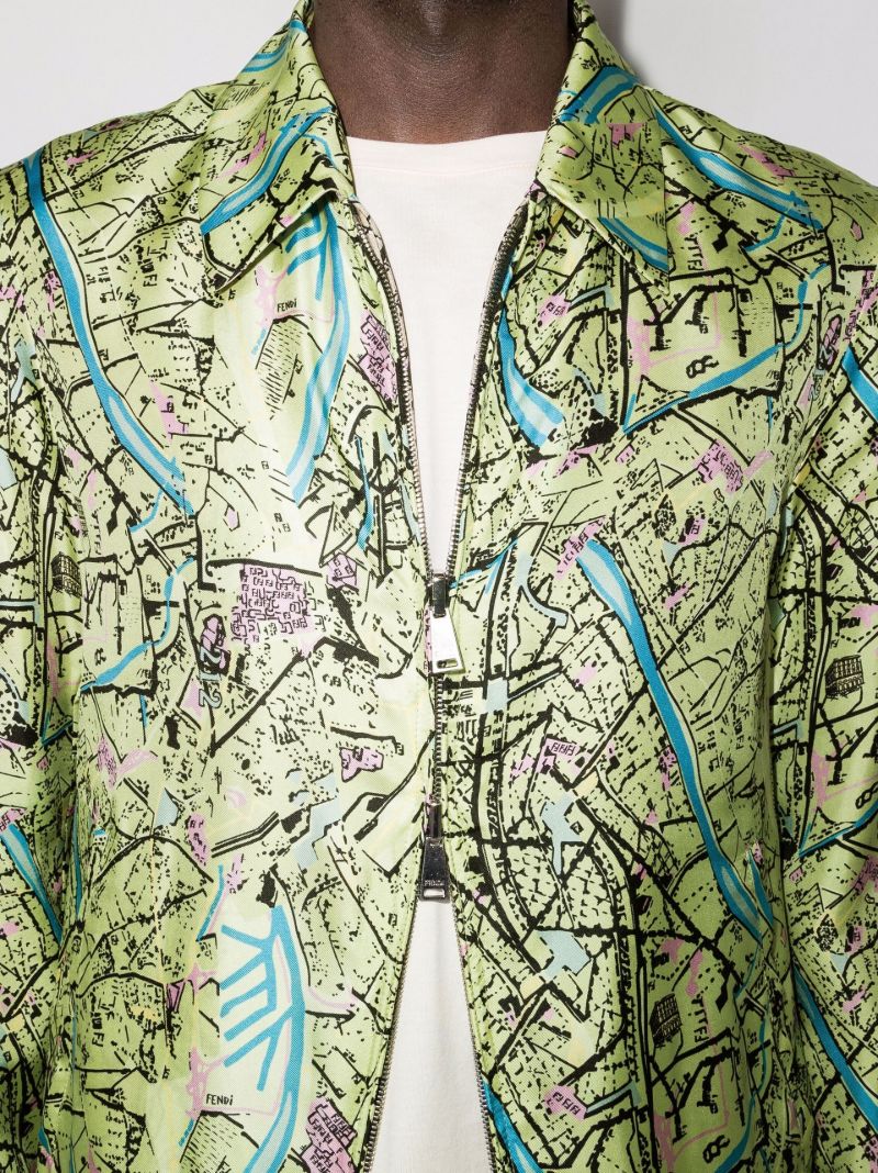Reversible Map Print Silk Jacket