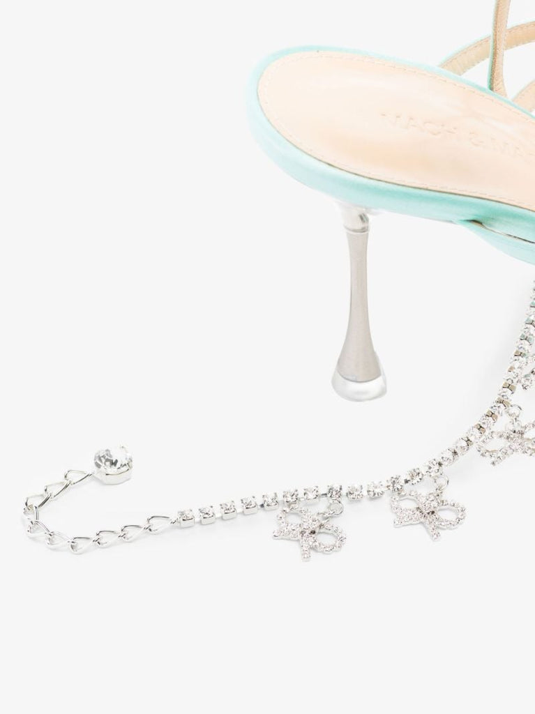 Blue Camille 95 Crystal Suede Sandals