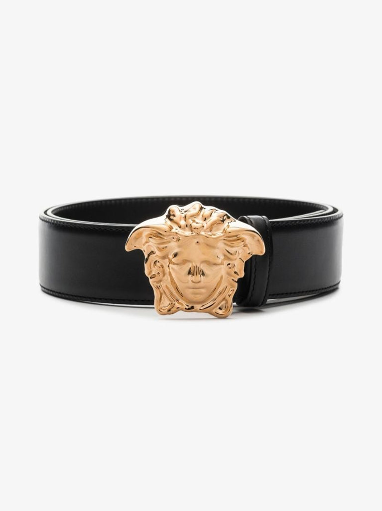 Black Medusa Buckle Leather Belt