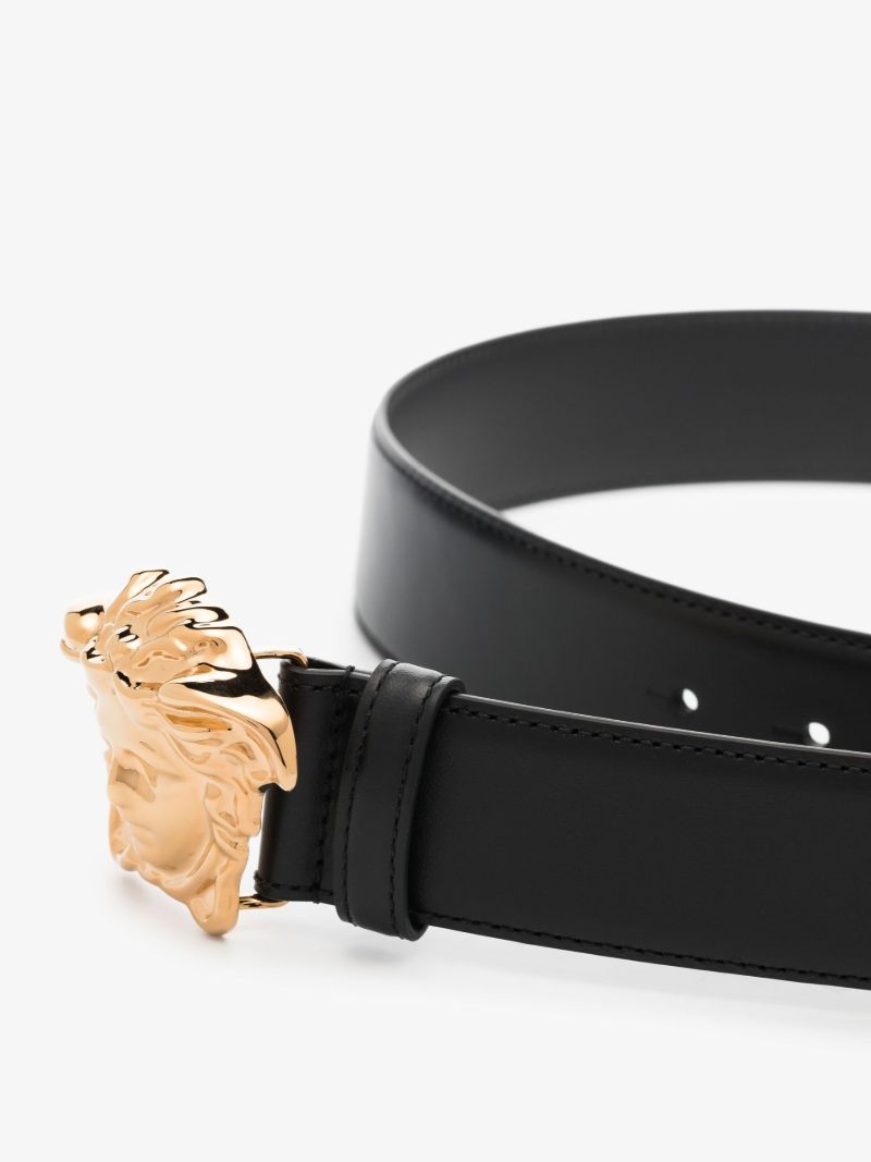 Black Medusa Buckle Leather Belt