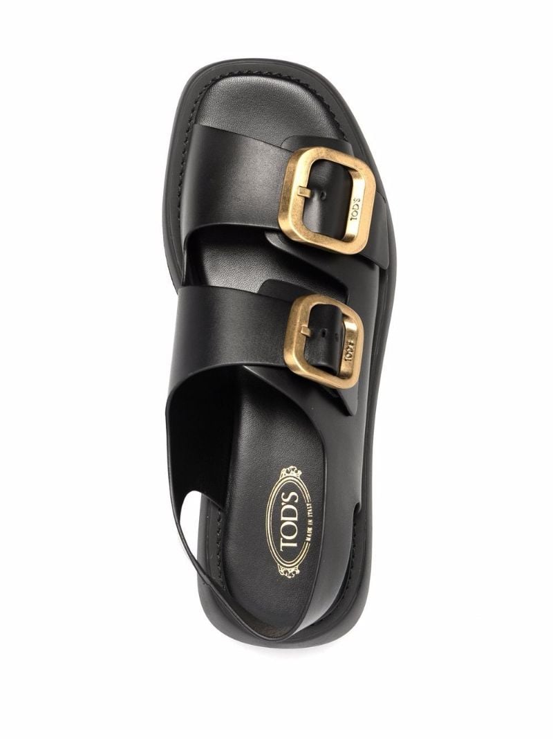 Black Platform Leather Sandals
