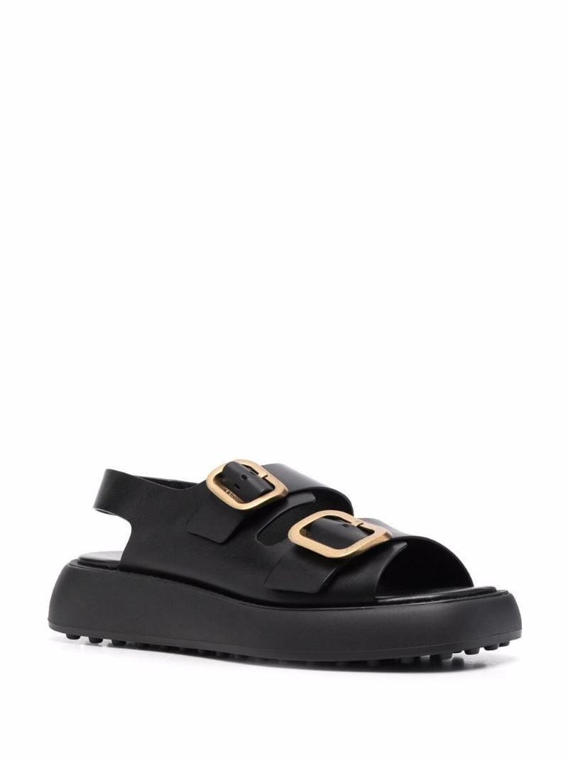 Black Platform Leather Sandals
