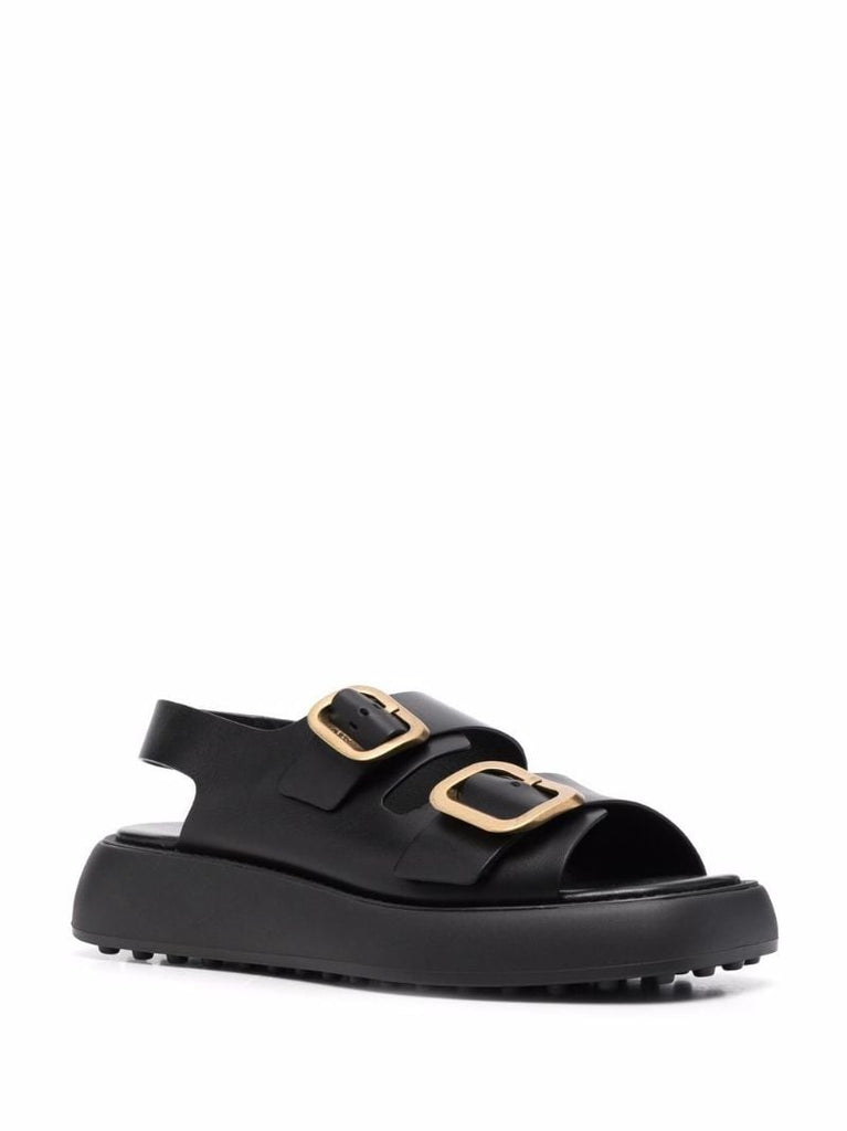 Black Platform Leather Sandals