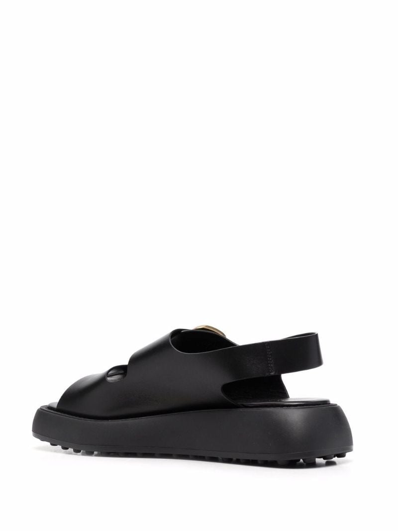 Black Platform Leather Sandals