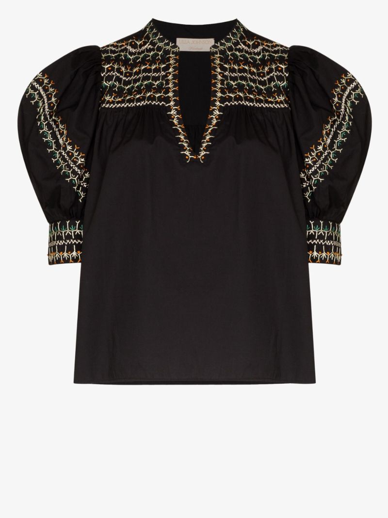Noam Ruffle Embroidered Blouse