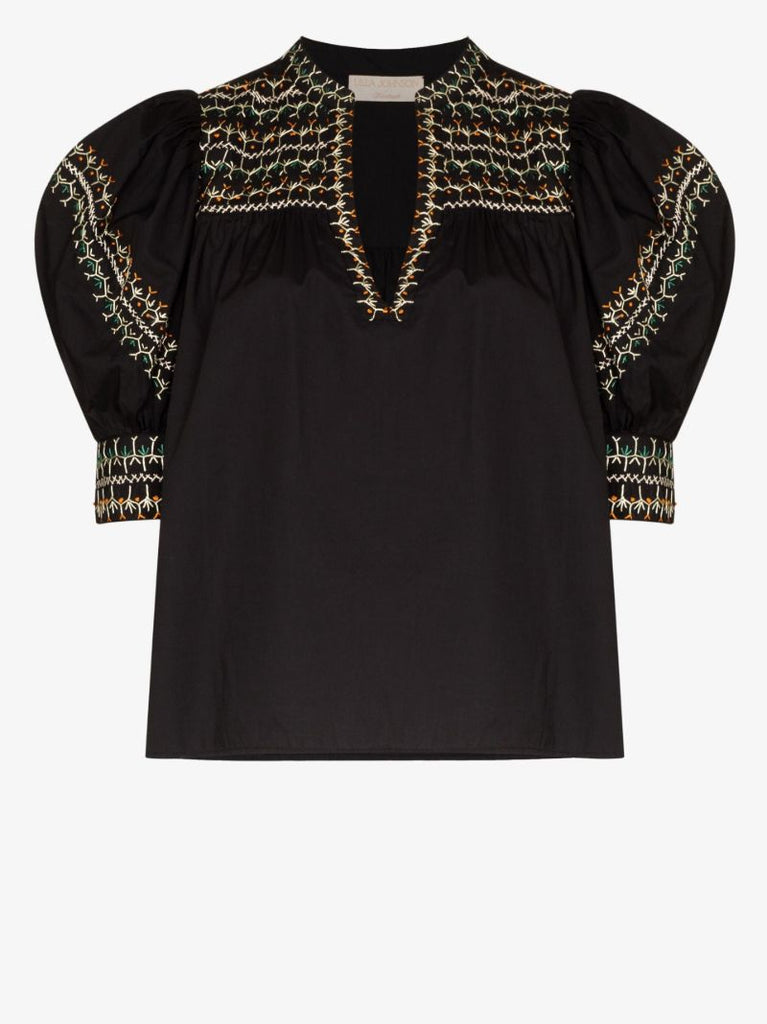 Noam Ruffle Embroidered Blouse
