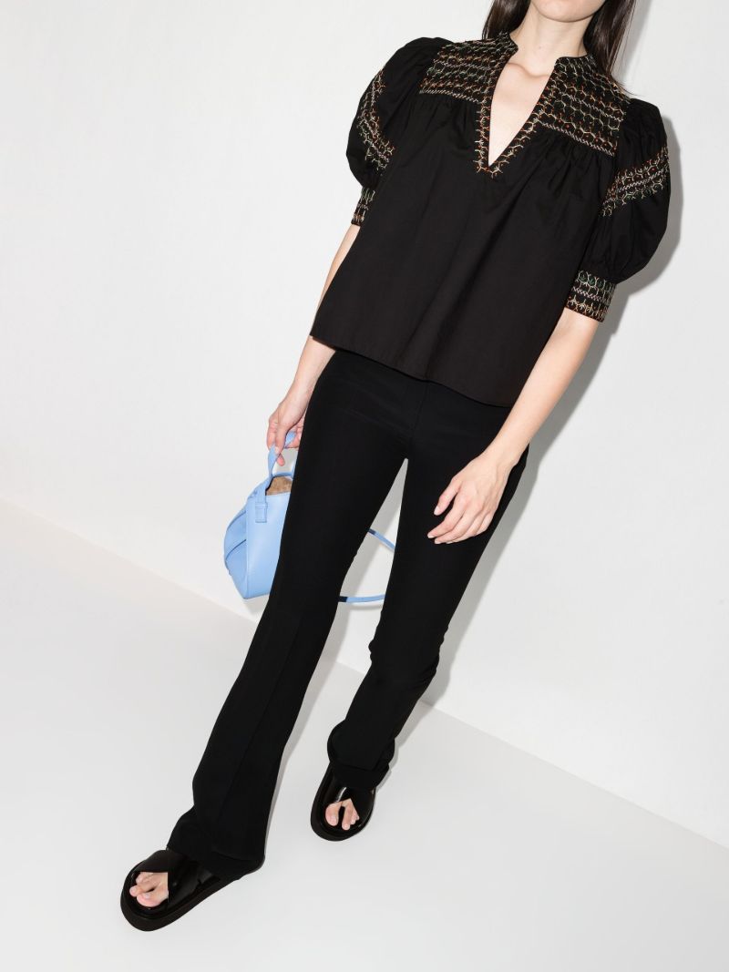 Noam Ruffle Embroidered Blouse
