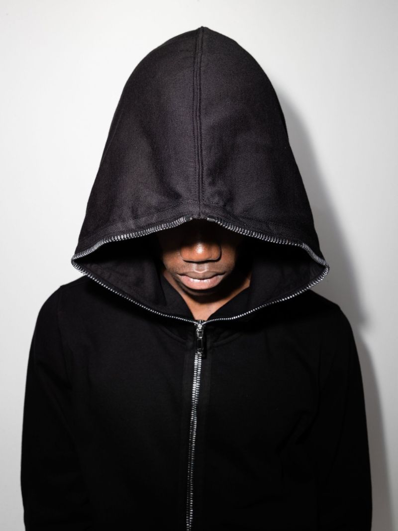 Black Zip-up Cotton Hoodie