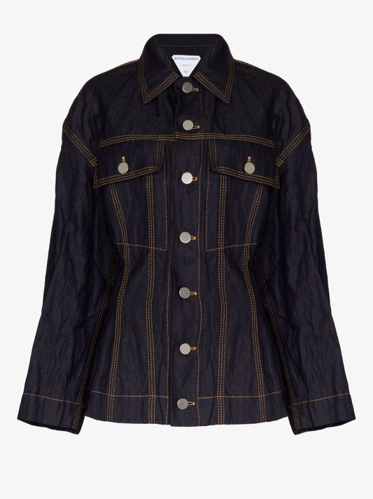 Blue Scrunched Denim Jacket