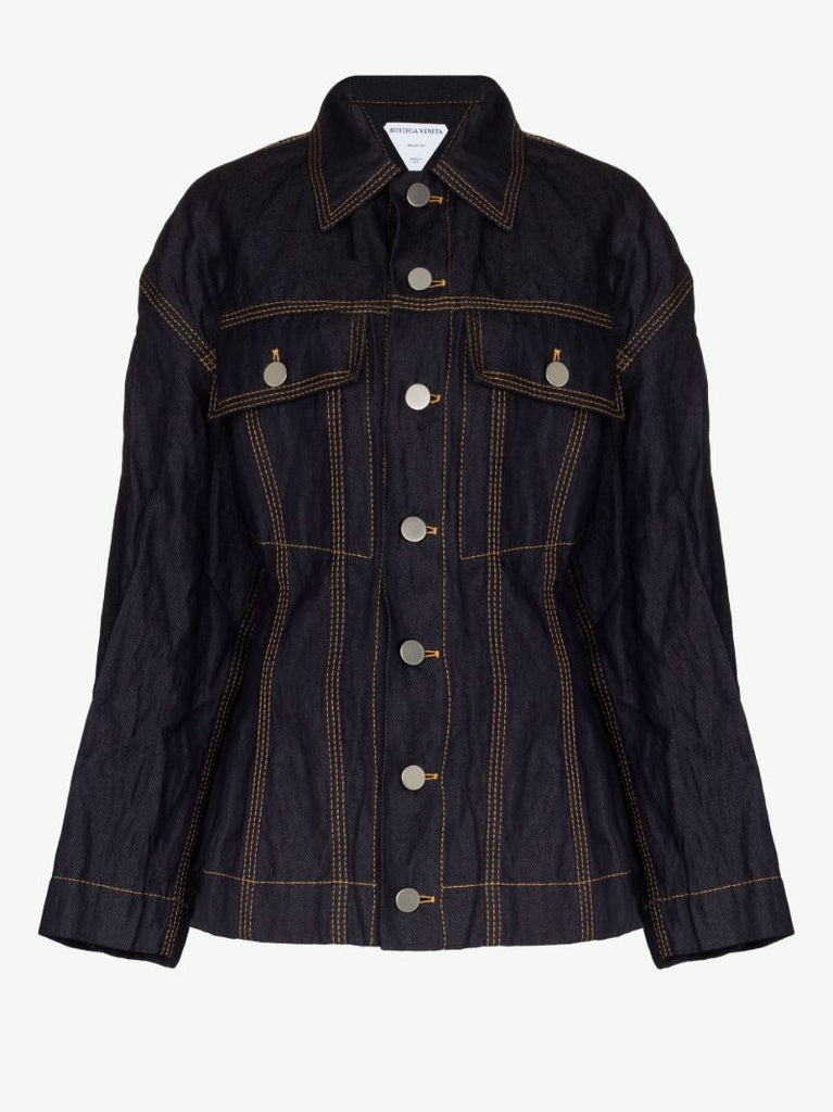 Blue Scrunched Denim Jacket