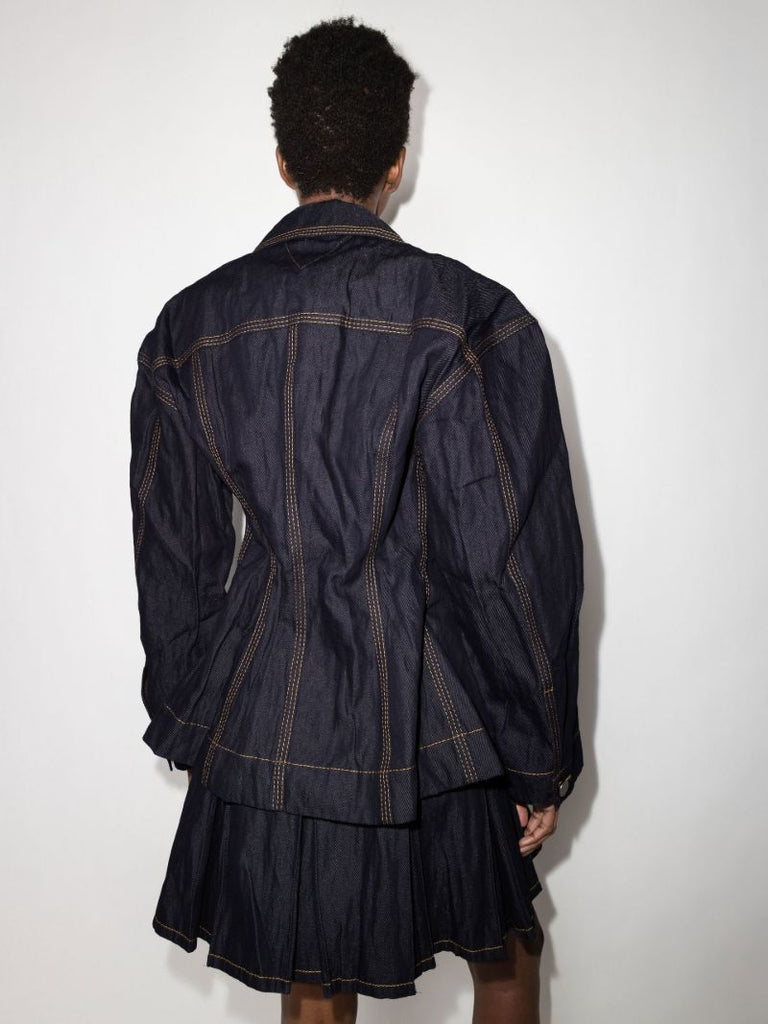 Blue Scrunched Denim Jacket