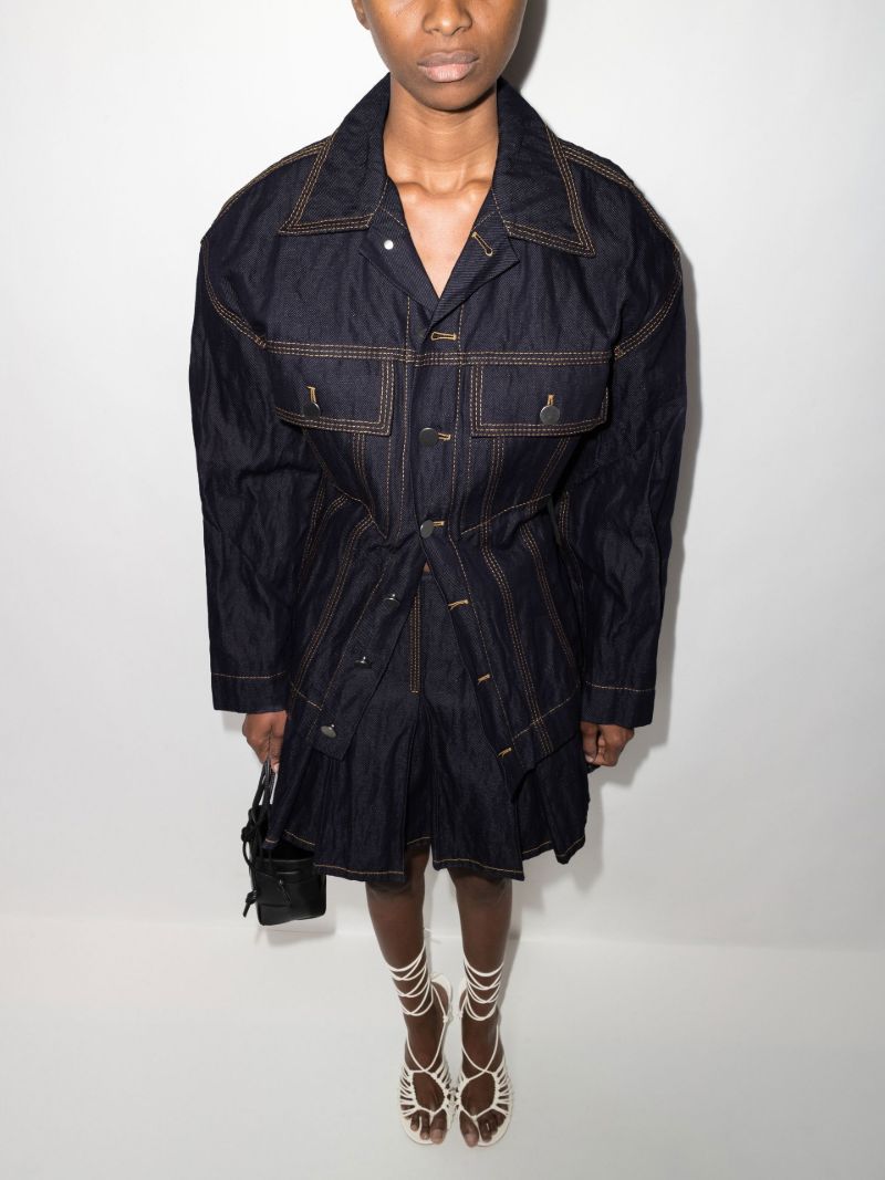 Blue Scrunched Denim Jacket