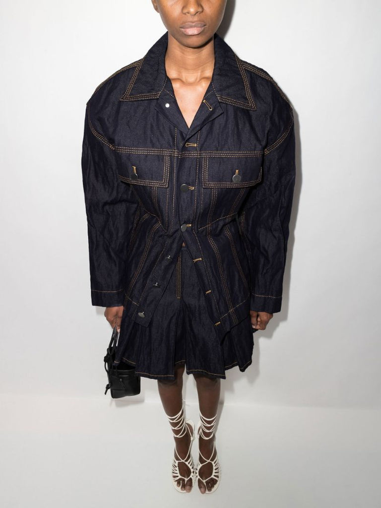 Blue Scrunched Denim Jacket