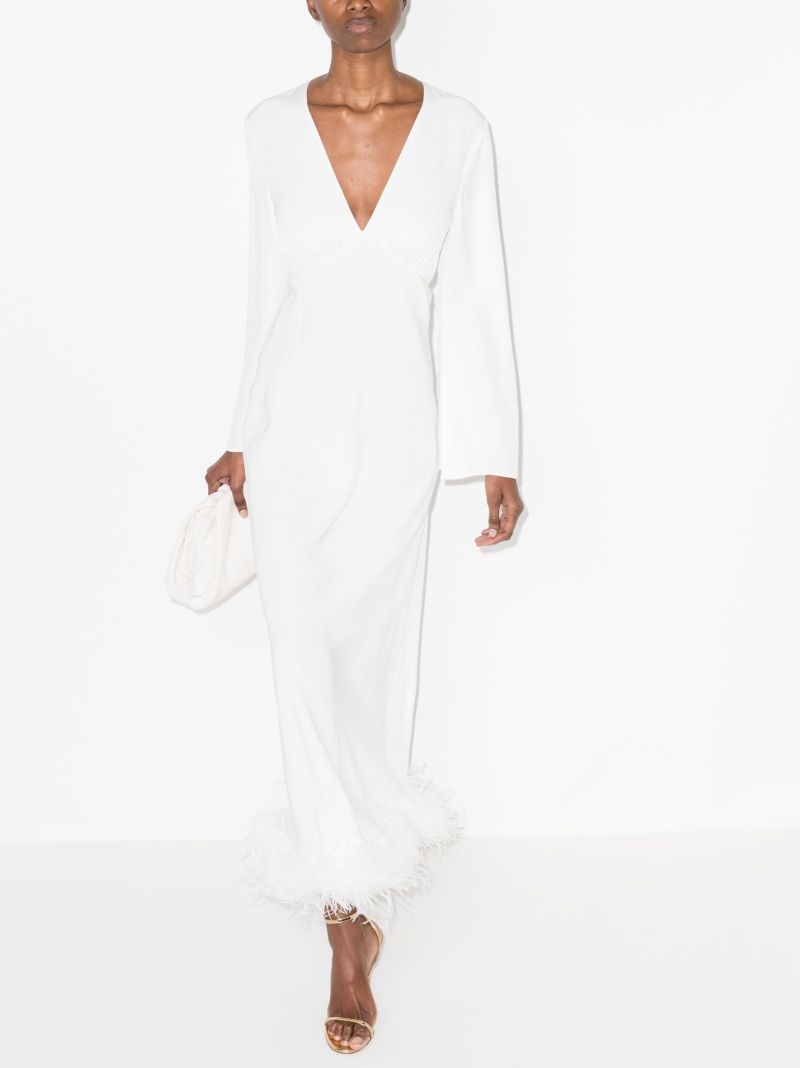 Jazi Feather Trim Silk Dress