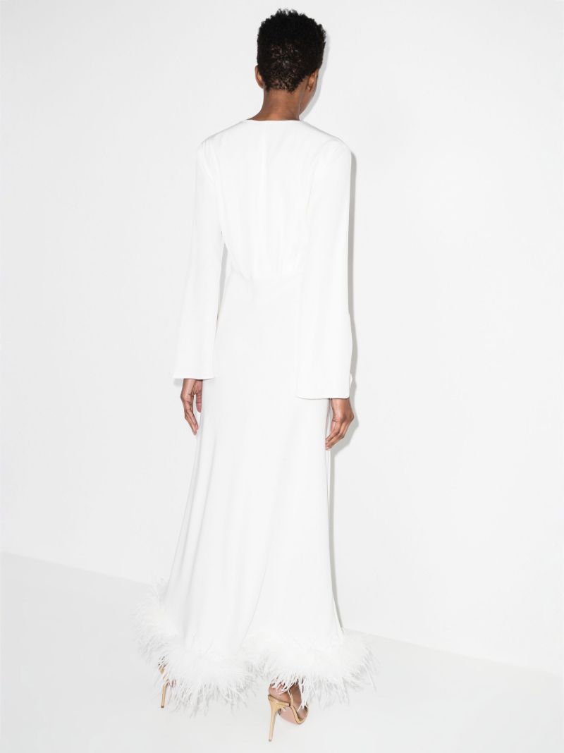 Jazi Feather Trim Silk Dress