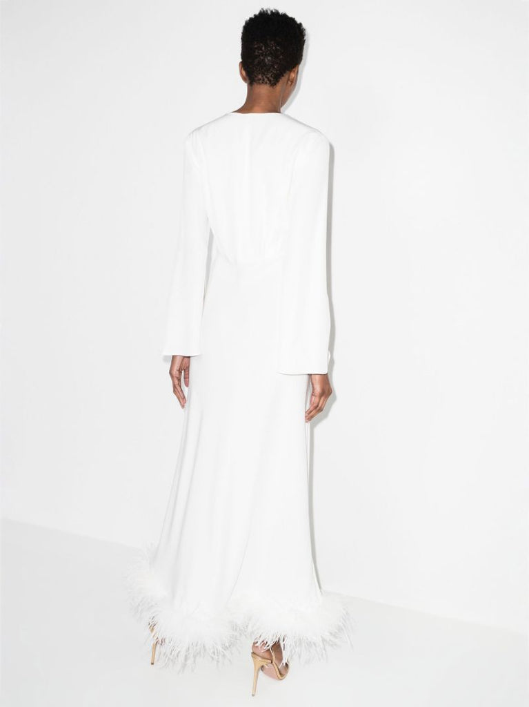 Jazi Feather Trim Silk Dress