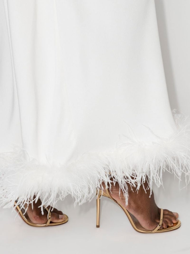 Jazi Feather Trim Silk Dress