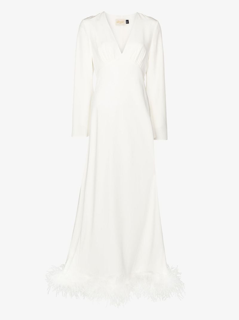 Jazi Feather Trim Silk Dress