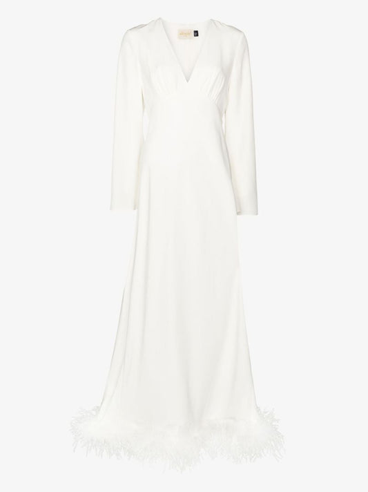 Jazi Feather Trim Silk Dress