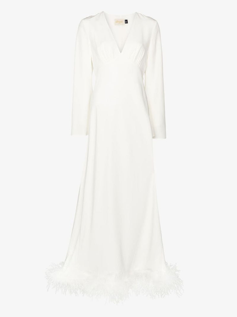 Jazi Feather Trim Silk Dress