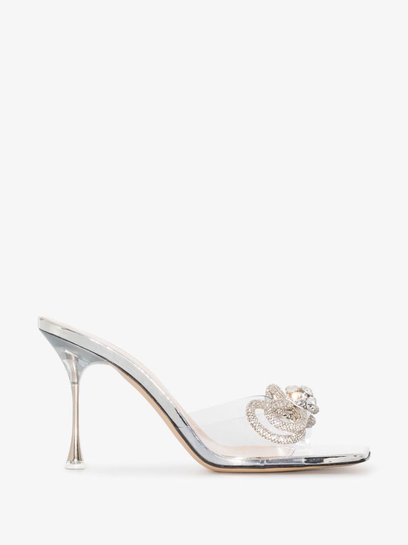 Clear Double Bow 95 Pvc Mules