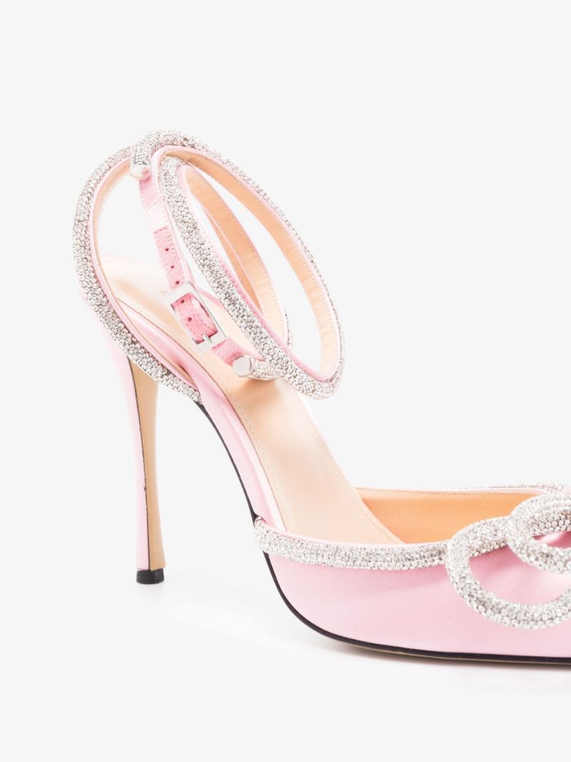 Pink Double Bow 110 Crystal Satin Pumps
