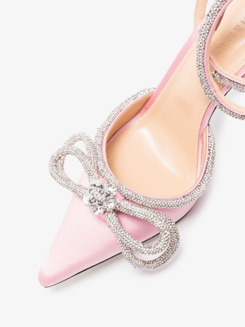 Pink Double Bow 110 Crystal Satin Pumps