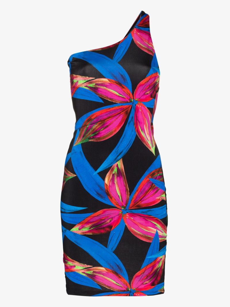 Cutout Floral Print Mini Dress
