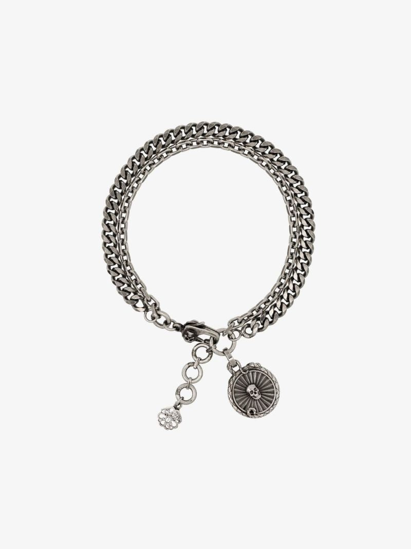Silver Tone Snake Medallion Bracelet