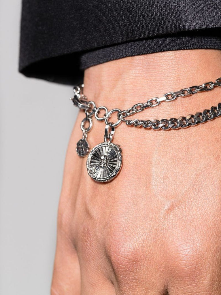 Silver Tone Snake Medallion Bracelet