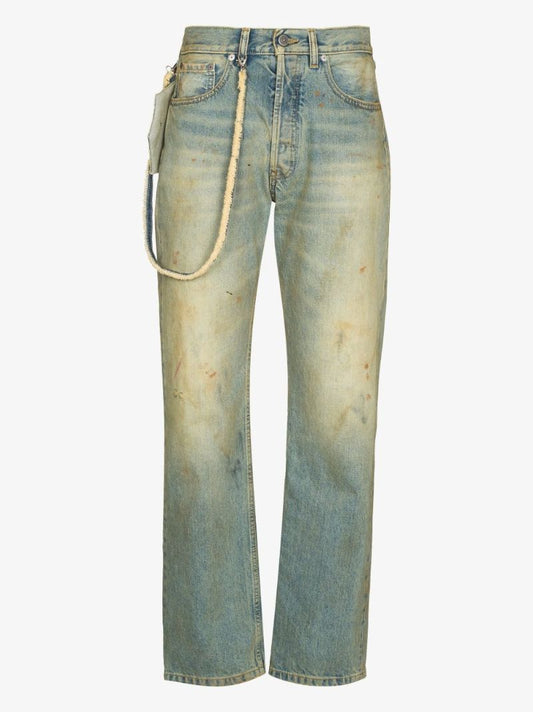 Acid Wash Straight Leg Jeans