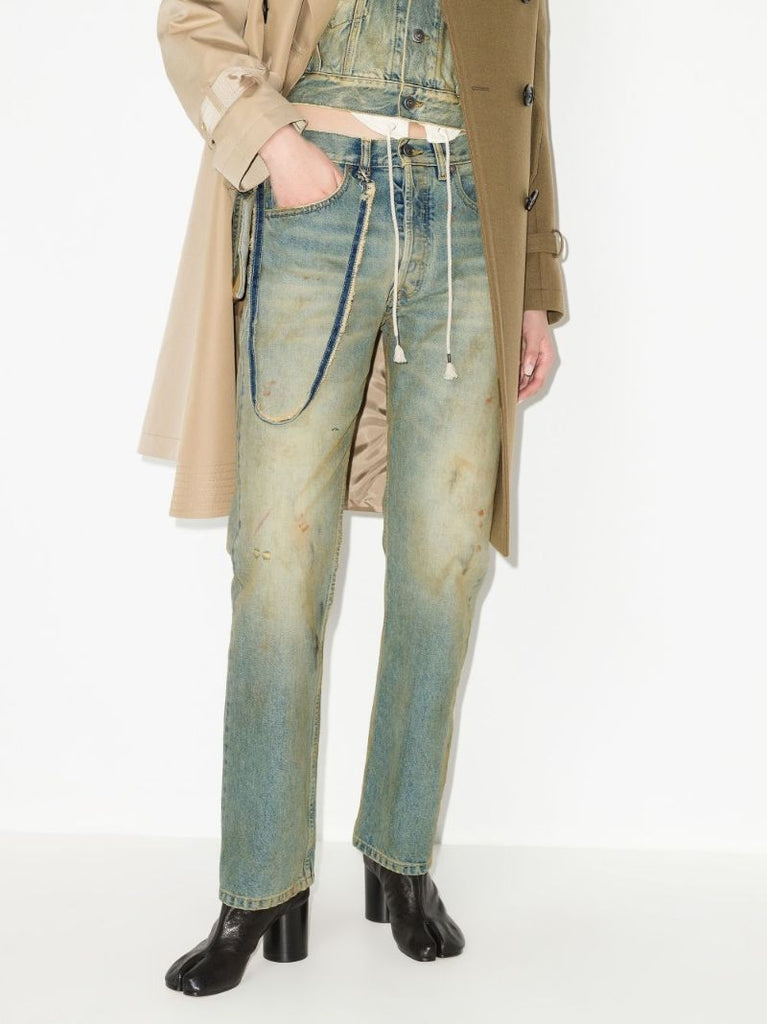 Acid Wash Straight Leg Jeans