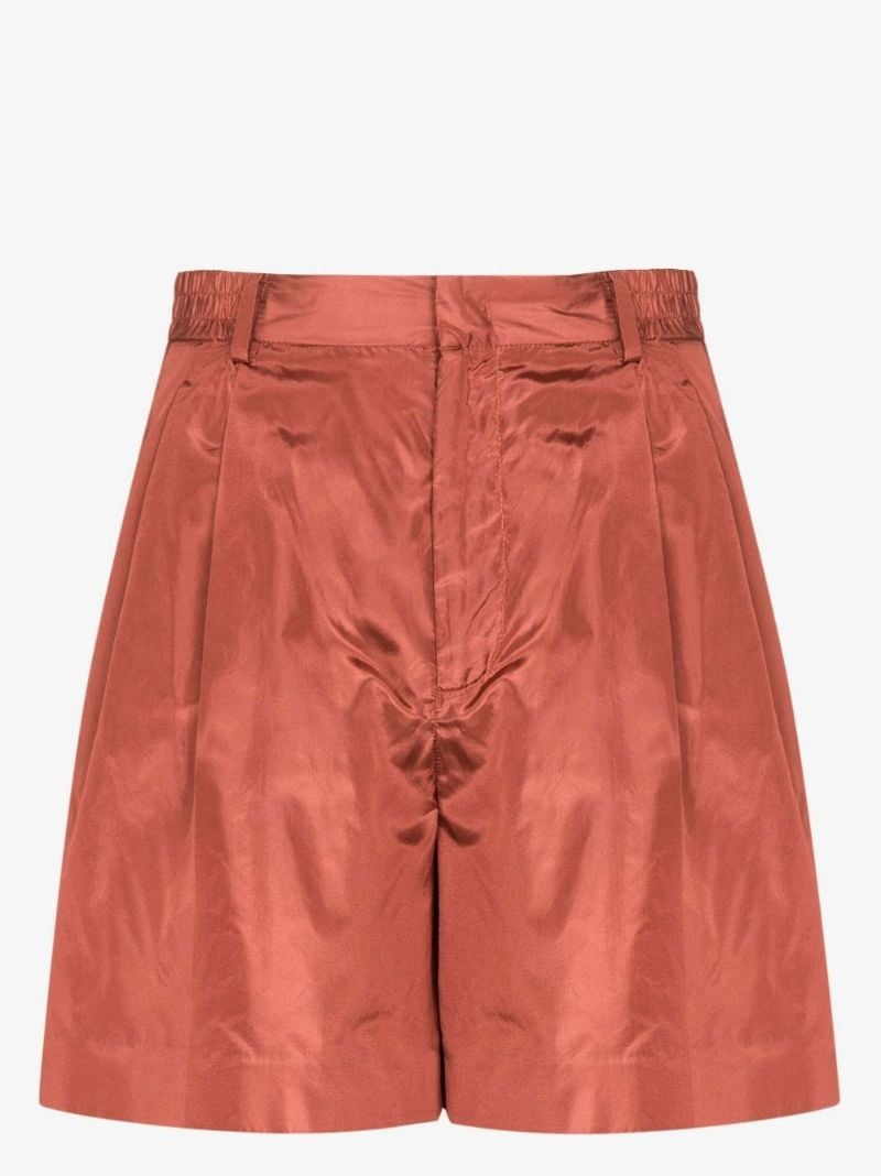 Brown Silk Taffeta Bermuda Shorts