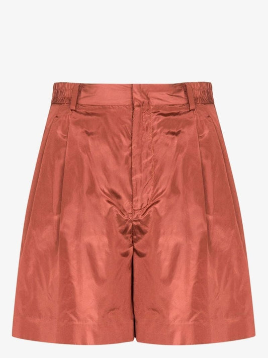 Brown Silk Taffeta Bermuda Shorts
